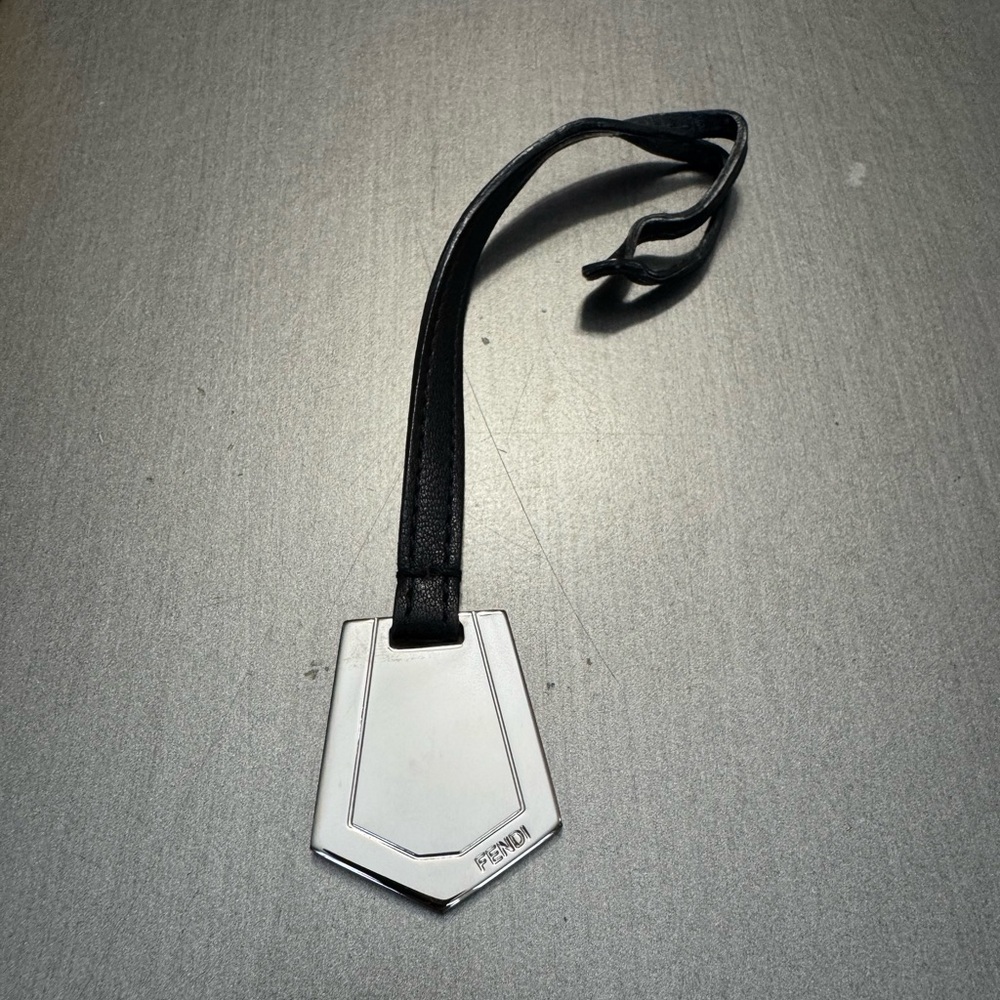 Fendi Metallic Silver and Black Tag